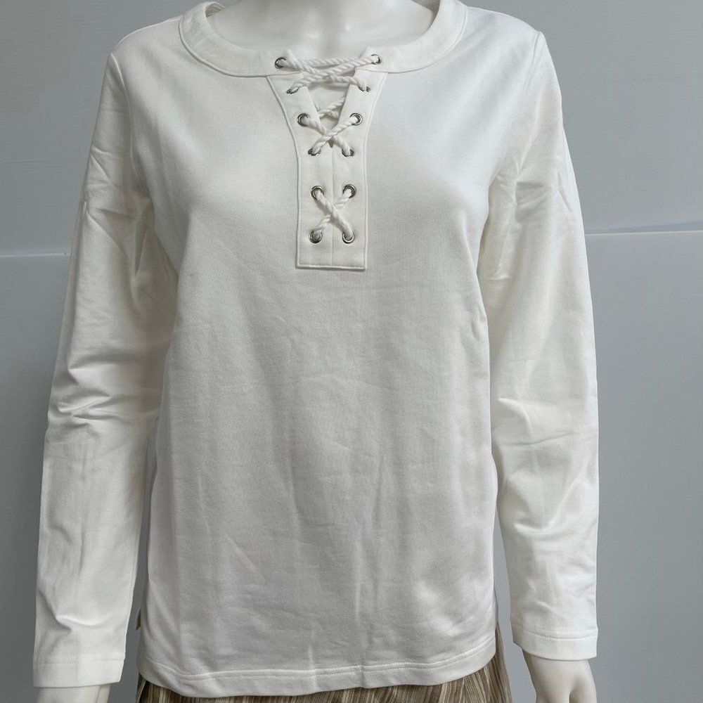 Karen Scott Women's Lace-Up French Terry Sweatshirt
